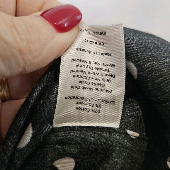 Talbots Womens Black & White Polka-dot Print Short Sleeve Non-iron Top Blouse 8P - Picture 9 of 10